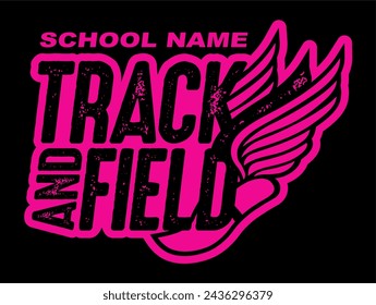 track and field team design with winged foot for school, college or league sports