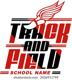 track and field team design with winged foot for school, college or league sports