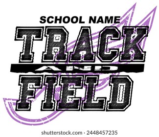 track and field team design with winged foot for school, college or league sports