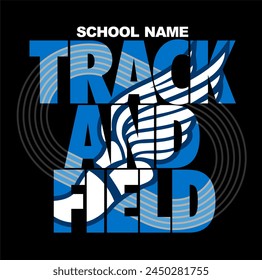 track and field team design with winged foot for school, college or league sports