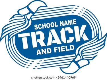 track and field team design with winged foot for school, college or league sports