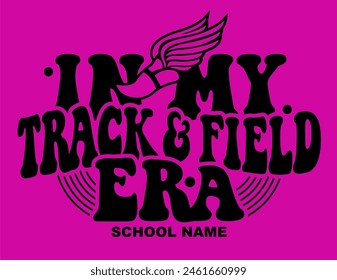 track and field team design with winged foot for school, college or league sports