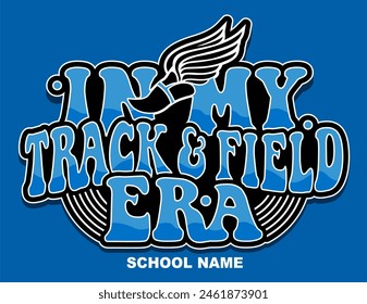 track and field team design with winged foot for school, college or league sports