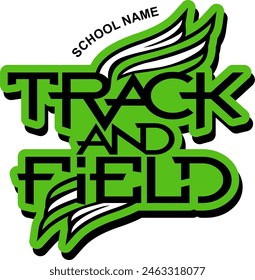 track and field team design with winged foot for school, college or league sports