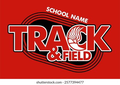 track and field team design with winged foot for school, college or league sports