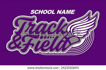 track and field team design with winged foot for school, college or league sports