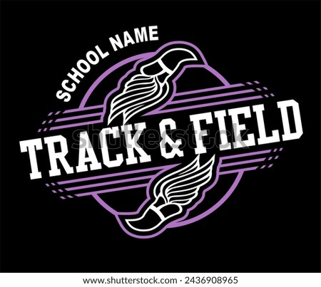track and field team design with winged foot for school, college or league sports