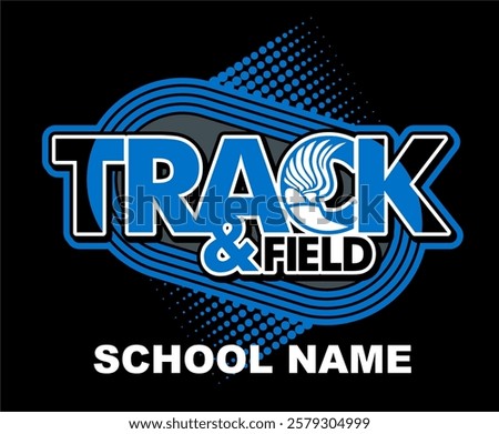 track and field team design with winged foot for school, college or league sports