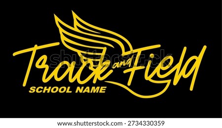  track and field team design with winged foot for school, college or league sports