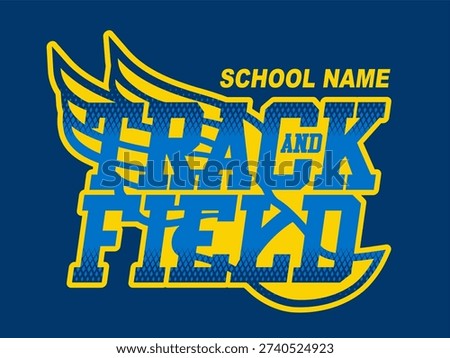 track and field team design with winged foot for school, college or league sports