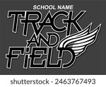 track and field team design with wings for school, college or league sports