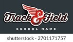 track and field team design with wings for school, college or league sports