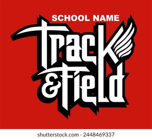 track and field team design with wings for school, college or league sports