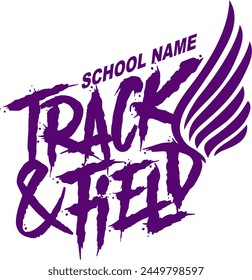 track and field team design with wings for school, college or league sports