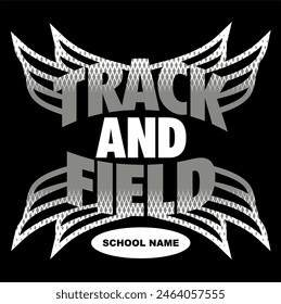 track and field team design with wings for school, college or league sports