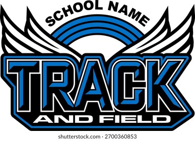 track and field team design with wings for school, college or league sports