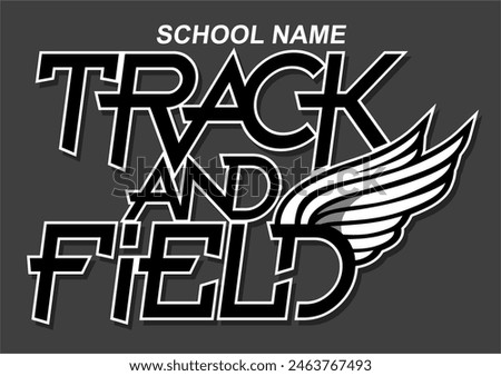 track and field team design with wings for school, college or league sports