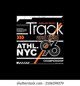 track and field Typography Design T-Shirt Print
