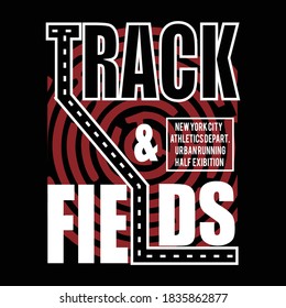 track and fields design typography,vector illustration for print