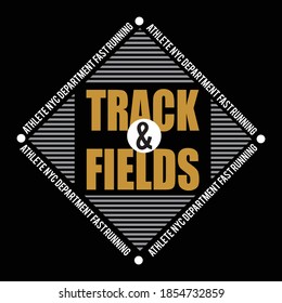 track and fields design typography,vector illustration for print