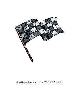 track flag race hand drawn. baton sprint, lap circuit, course checkpoint track flag race vector sketch. isolated color illustration