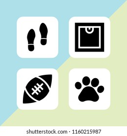 track icon. 4 track set with sports and competition, human shoes footprints and pawprint vector icons for web and mobile app
