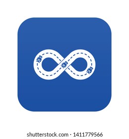 Track icon blue vector isolated on white background