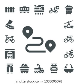 track icon set. 17 filled track icons.  Simple modern icons about  - Railway, Running, Bicycle, Track, Tunnel, Train, Sweatpants, Wagon, Subway