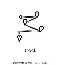 Track icon. Trendy modern flat linear vector Track icon on white background from thin line Maps and Locations collection, editable outline stroke vector illustration