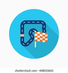 Track  icon, Vector flat long shadow design. Racing concept.