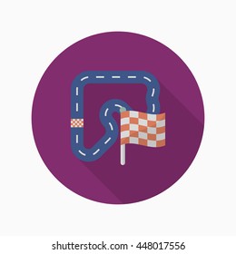 Track  icon, Vector flat long shadow design. Racing concept.