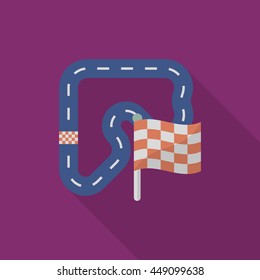 Track  icon, Vector flat long shadow design. Racing concept.