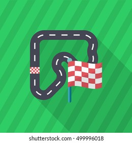 Track  icon, Vector flat long shadow design. Racing concept.