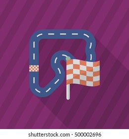 Track  icon, Vector flat long shadow design. Racing concept.
