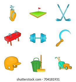 Track icons set. Cartoon set of 9 track vector icons for web isolated on white background