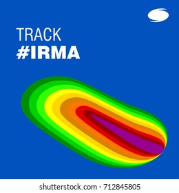 Track Irma Heath Signature. Hurricane indication. Graphic banner of hurricane warning