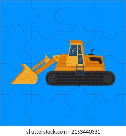 Track Loader suitable for children's puzzle vector illustration