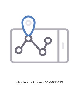 track location colour line vector icon