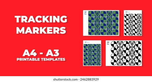 Track marker . A4 A3 sheets to print. Vfx motion marker set. Video footage replacement tracking markers element
