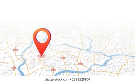 Track navigation pins on isometric street maps, navigate mapping technology, locate position pin. Multiple destinations. Gps tracking map. Futuristic travel gps map or location navigator vector