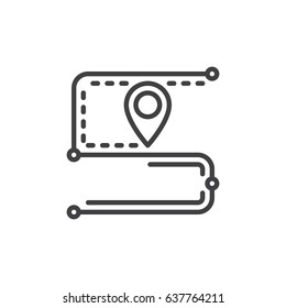 Track order, route line icon, outline vector sign, linear style pictogram isolated on white. Symbol, logo illustration. Editable stroke. Pixel perfect
