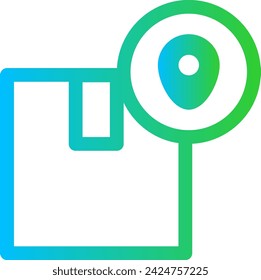 Verfolgen Sie das Paketlieferdienste-Symbol mit einem blauen und grünen Farbverlauf. Gliederungsstil. Lieferung, Versand, Service, Verfolgung, Geschäft, Transport, Paket. Vektorgrafik