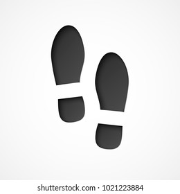 Track of a pair of shoes.  Footprint by boots. Vecttor illustration