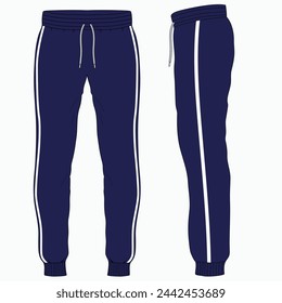 Track pants classic vector illustration. Sportswear pants mock up editable