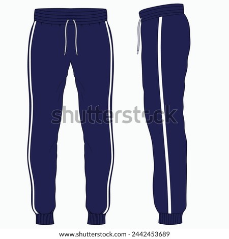 Track pants classic vector illustration. Sportswear pants mock up editable