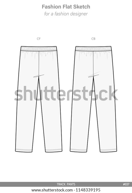 Track Pants Fashion Flat Sketches Technical Stock Vector (Royalty Free ...