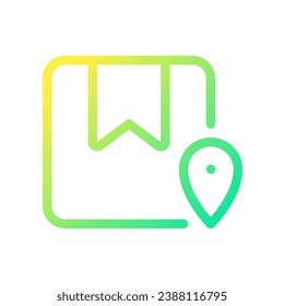 Track parcel pixel perfect gradient linear ui icon. Find order. Address. Location pin and box Line color user interface symbol. Modern style pictogram. Vector isolated outline illustration