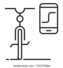 Track phone bike rent icon. Outline track phone bike rent vector icon for web design isolated on white background