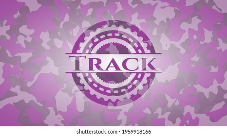 Track pink on camouflage pattern. Vector Illustration. Detailed. 