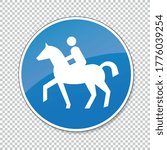 Track for riding road sign. German traffic sign for bridle way on checked transparent background. Vector illustration. Eps 10 vector file.